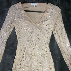 Nude Rhinestone dress